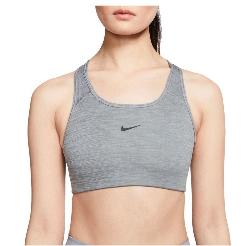 Nike Swoosh Womens Medium Support Sports Bra Gray Heather Racerback BV3643-050 S